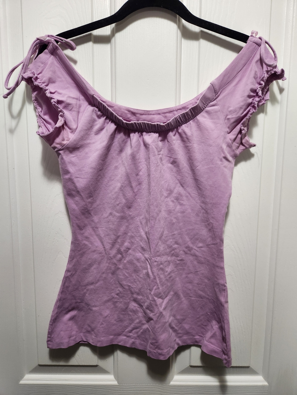 Lilac Off-Shoulder Tie-Sleeve Women's Top